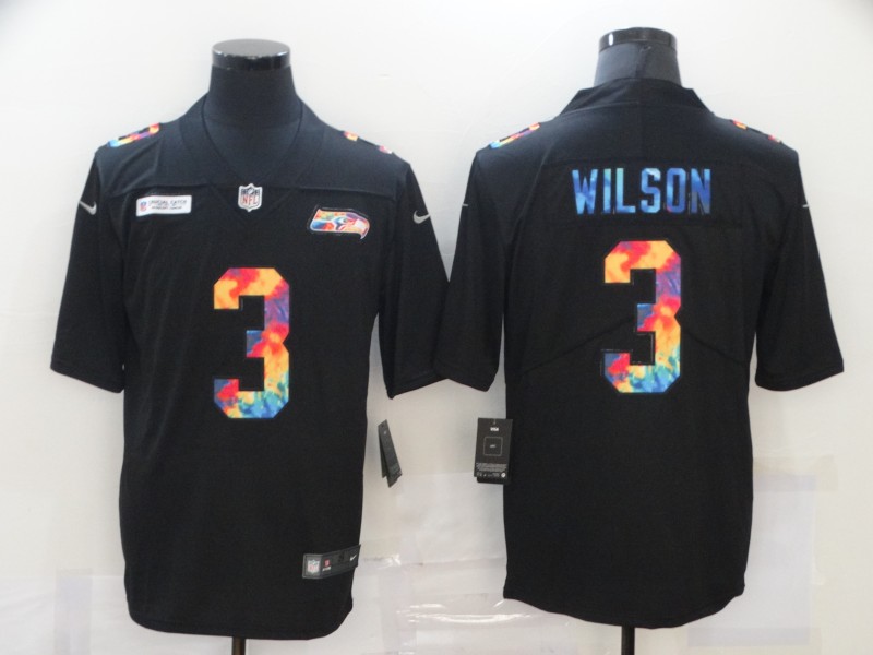 Men's Seattle Seahawks #3 Russell Wilson 2020 Black Crucial Catch Limited Stitched Jersey